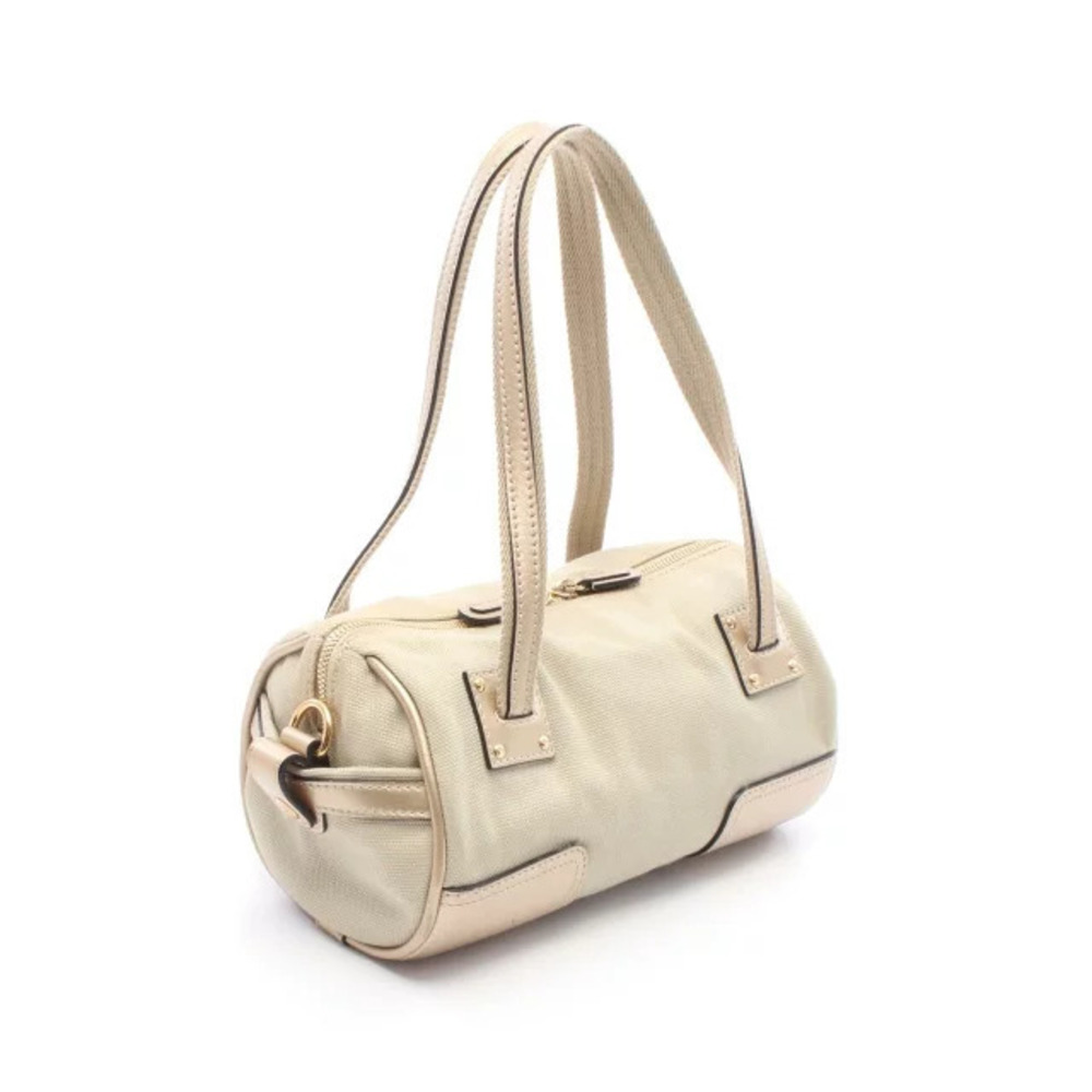 Loewe Canvas Cream Tone Beige Leather Handbag Anagram Gold Tan Gold